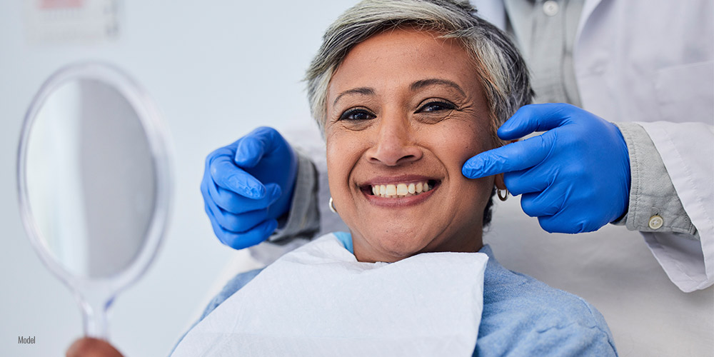 close up of a female in dental chair